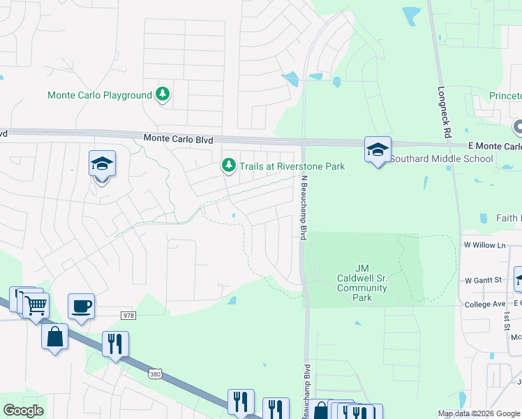 map of restaurants, bars, coffee shops, grocery stores, and more near 910 Opal Path in Princeton