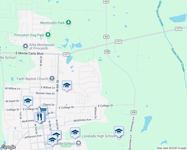 map of restaurants, bars, coffee shops, grocery stores, and more near Unnamed Road in Princeton