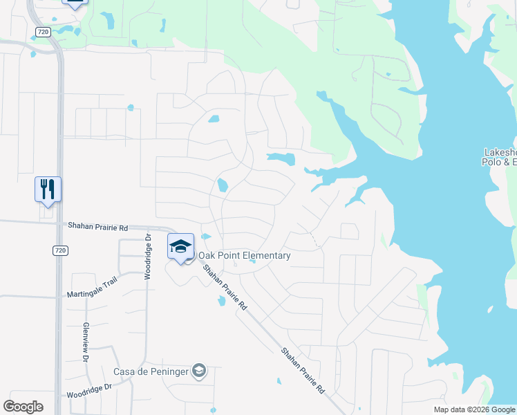 map of restaurants, bars, coffee shops, grocery stores, and more near 9804 Surveyor Road in Oak Point