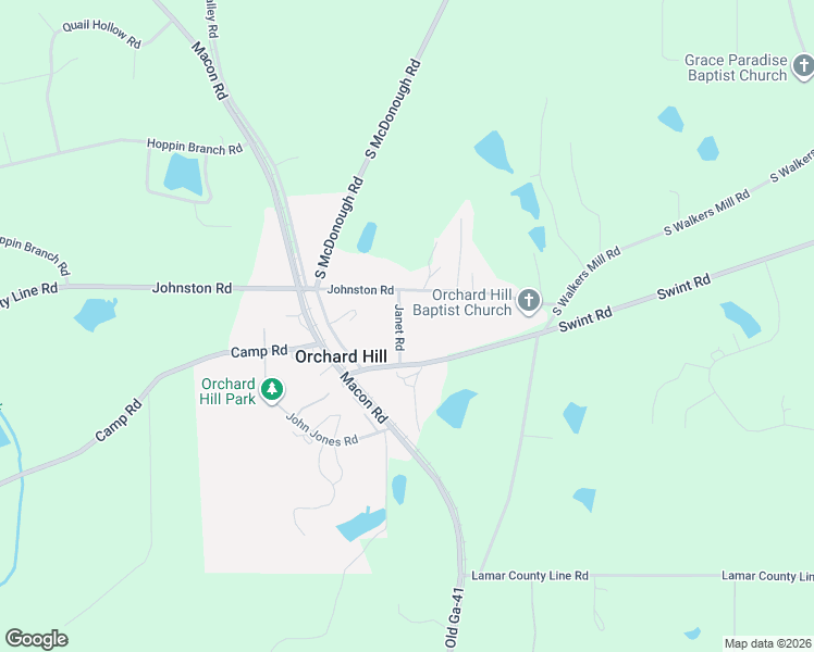 map of restaurants, bars, coffee shops, grocery stores, and more near 29 Janet Street in Griffin