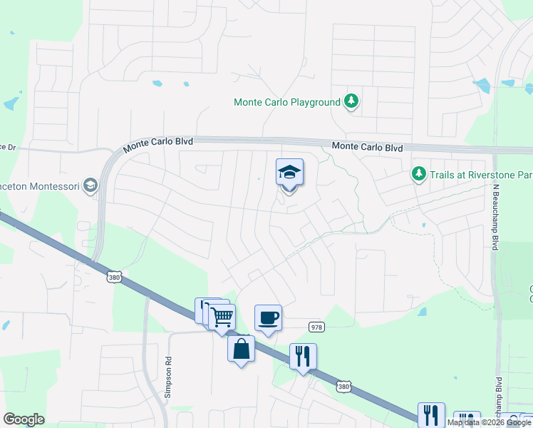 map of restaurants, bars, coffee shops, grocery stores, and more near 1419 Meadow Crest Drive in Princeton