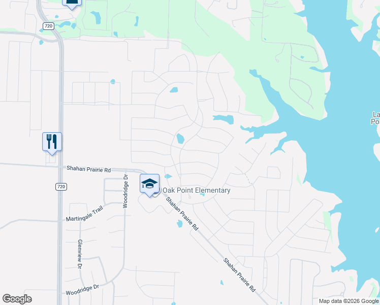 map of restaurants, bars, coffee shops, grocery stores, and more near 9704 Surveyor Road in Oak Point