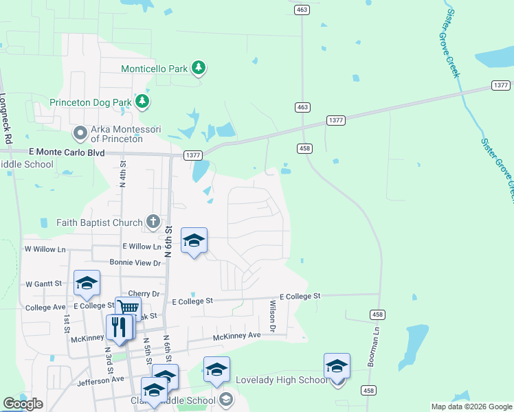 map of restaurants, bars, coffee shops, grocery stores, and more near Unnamed Road in Princeton