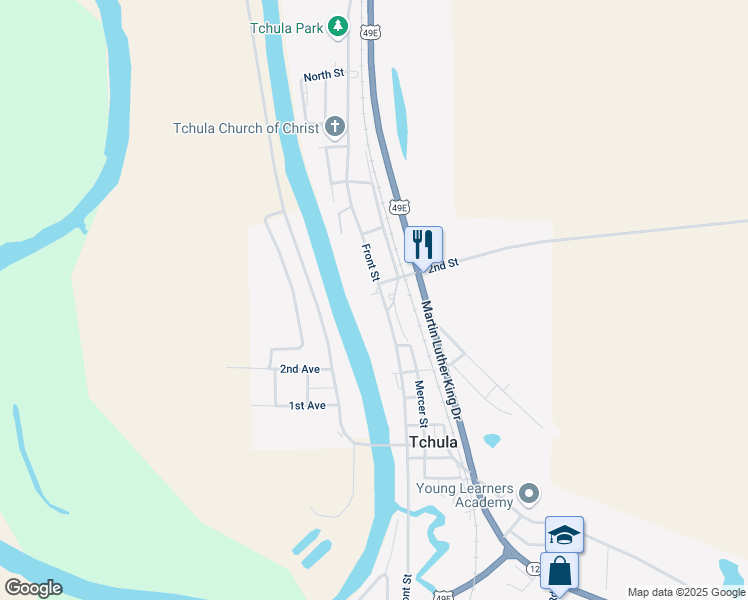 map of restaurants, bars, coffee shops, grocery stores, and more near 407-499 Front Street in Tchula