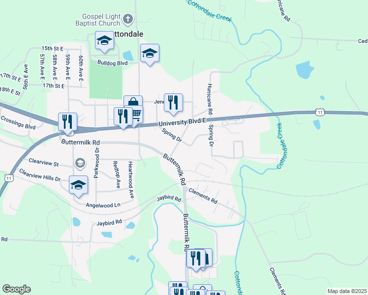 map of restaurants, bars, coffee shops, grocery stores, and more near 6815 Spring Drive in Cottondale