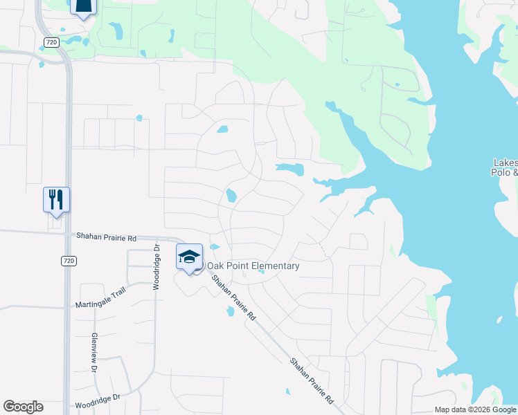 map of restaurants, bars, coffee shops, grocery stores, and more near 9804 Surveyor Road in Oak Point