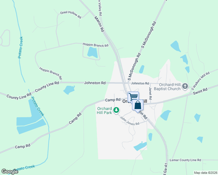 map of restaurants, bars, coffee shops, grocery stores, and more near 42 Camp Road in Griffin