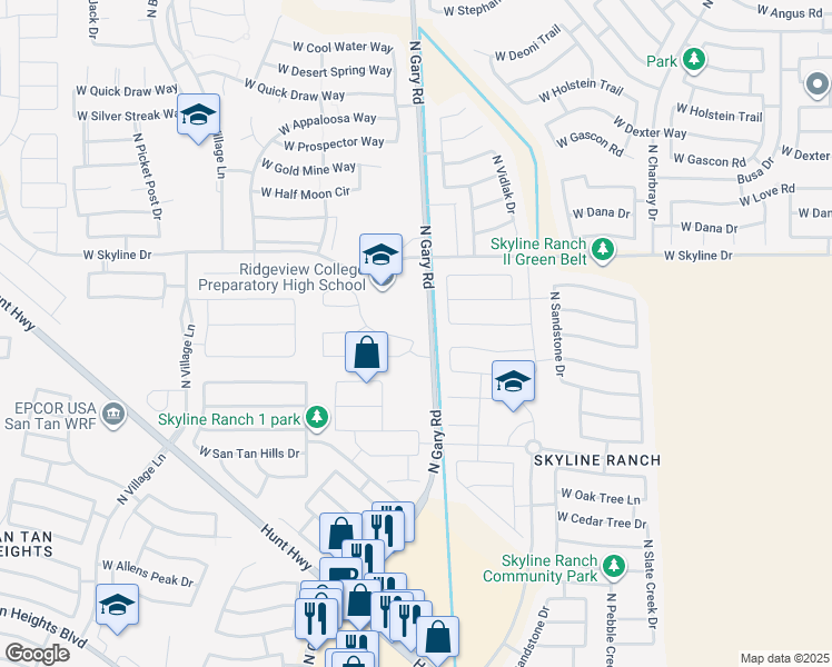 map of restaurants, bars, coffee shops, grocery stores, and more near 34134 North Cobble Stone Drive in Queen Creek