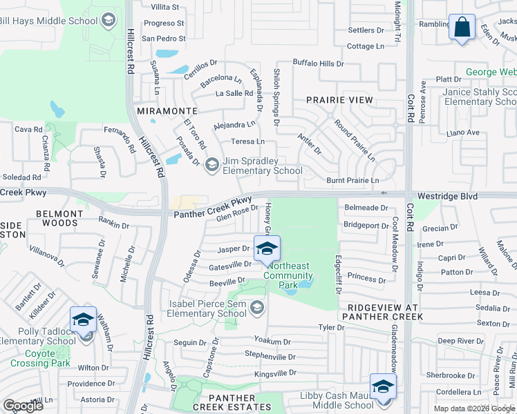 map of restaurants, bars, coffee shops, grocery stores, and more near 15551 Wimberley Drive in Frisco