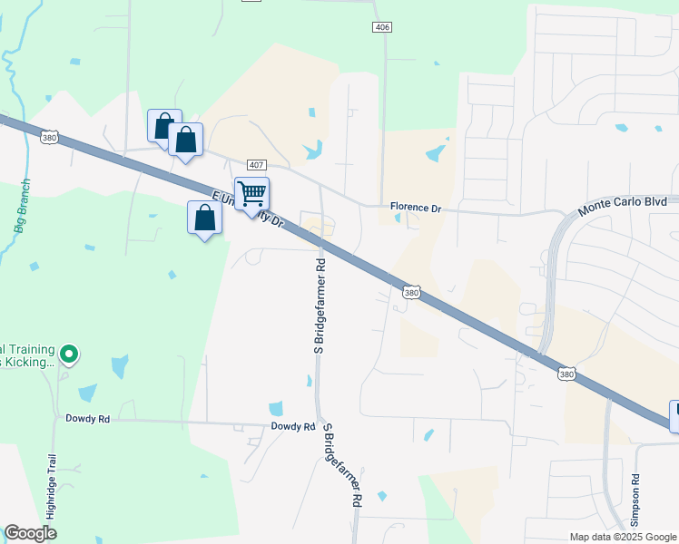 map of restaurants, bars, coffee shops, grocery stores, and more near 101 South Bridgefarmer Road in McKinney