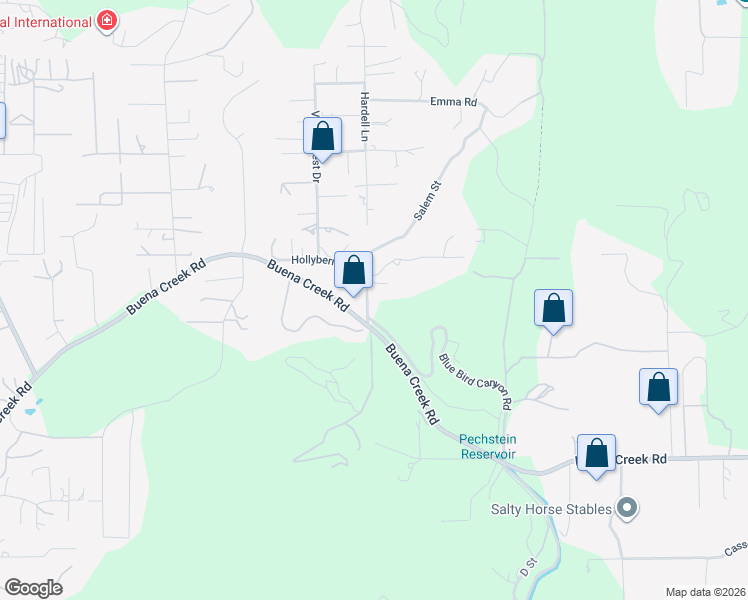 map of restaurants, bars, coffee shops, grocery stores, and more near 3574 Hollyberry Drive in Vista