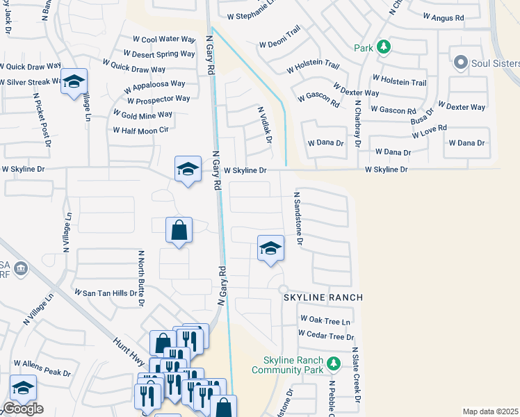 map of restaurants, bars, coffee shops, grocery stores, and more near 1112 West Desert Valley Drive in Queen Creek