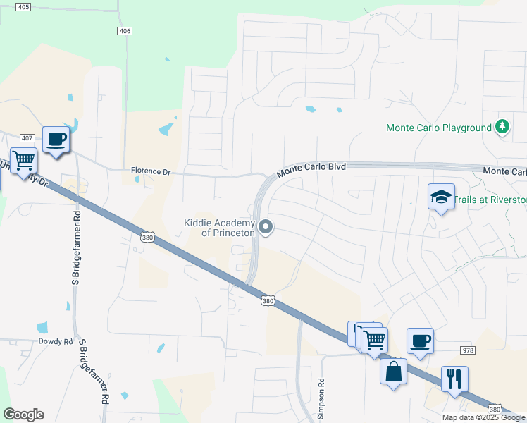 map of restaurants, bars, coffee shops, grocery stores, and more near 1100 Cedar Hollow Drive in Princeton