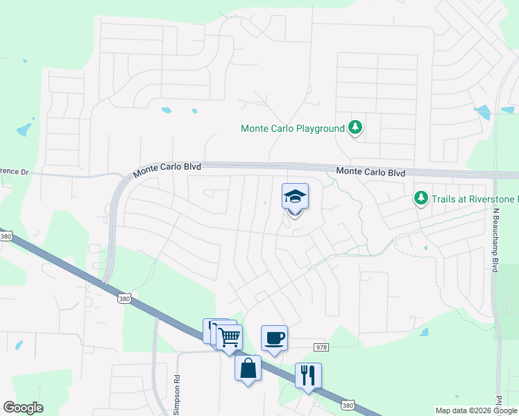 map of restaurants, bars, coffee shops, grocery stores, and more near 2115 Shady Glen Trail in Princeton