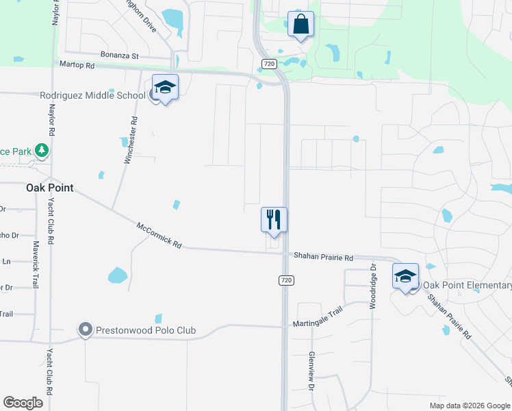 map of restaurants, bars, coffee shops, grocery stores, and more near 100-464 Mc Cormick Road in Oak Point