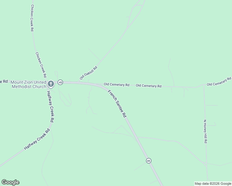 map of restaurants, bars, coffee shops, grocery stores, and more near 3324 French Santee Road in Jamestown