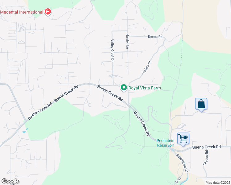 map of restaurants, bars, coffee shops, grocery stores, and more near 3412 Buena Creek Road in Vista