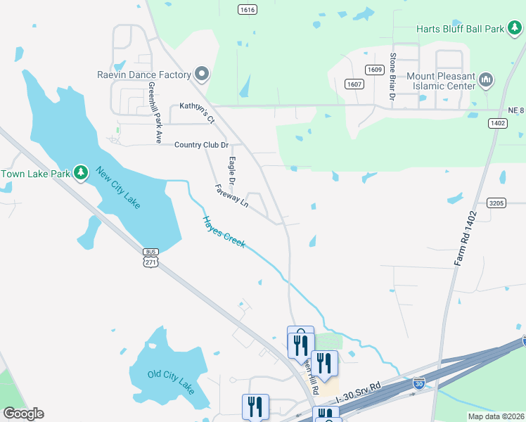 map of restaurants, bars, coffee shops, grocery stores, and more near 3005 Fareway Lane in Mount Pleasant