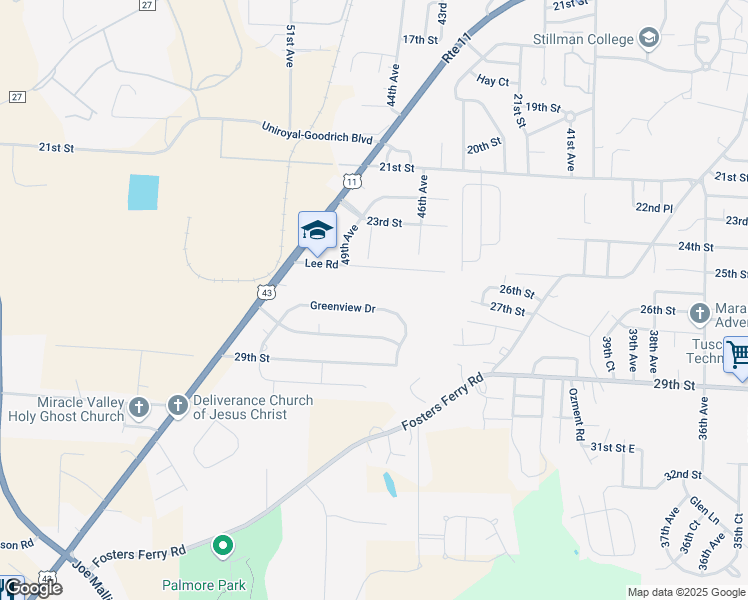 map of restaurants, bars, coffee shops, grocery stores, and more near 4815 Greenview Dr in Tuscaloosa