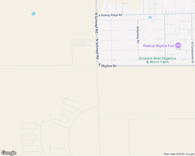map of restaurants, bars, coffee shops, grocery stores, and more near 34109 North Chicco Way in San Tan Valley