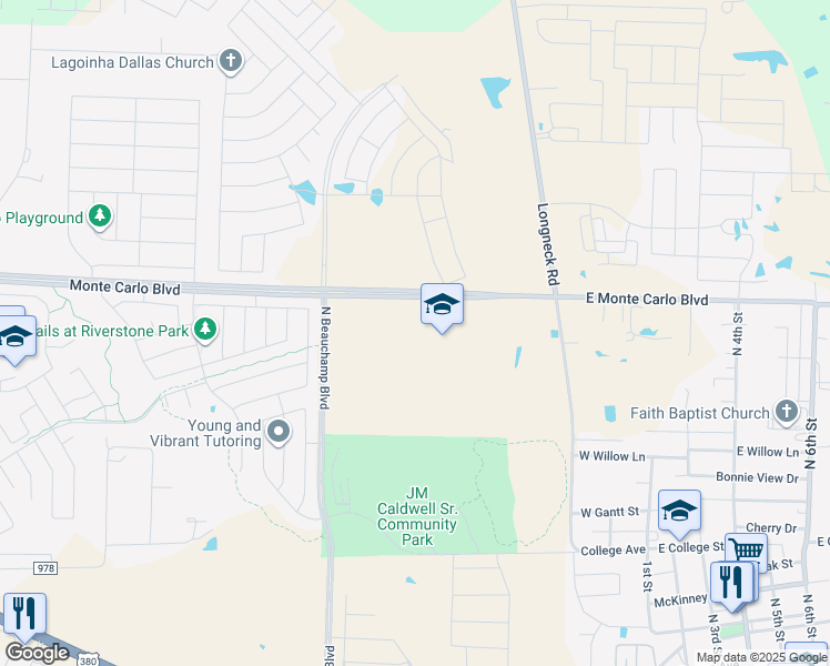map of restaurants, bars, coffee shops, grocery stores, and more near 455 Monte Carlo Boulevard in Princeton