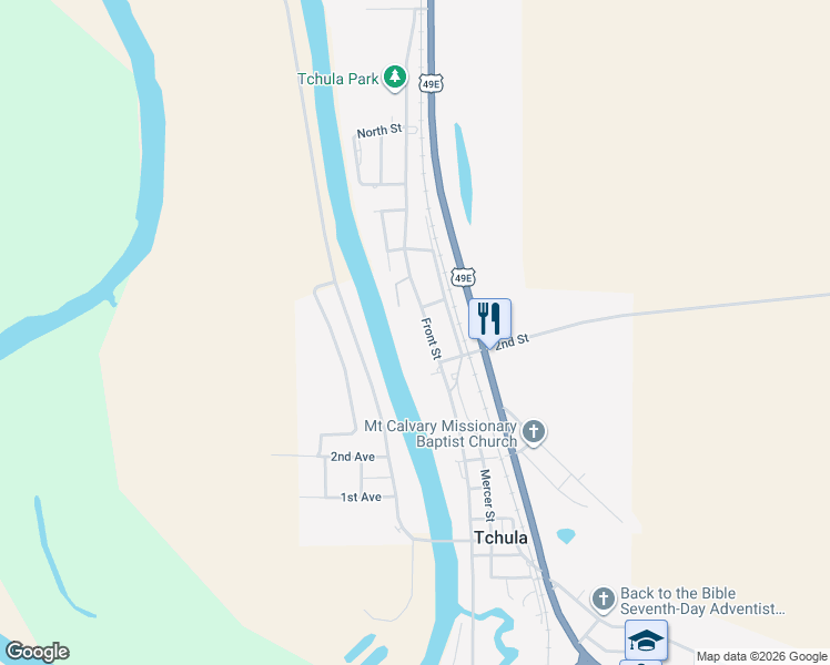 map of restaurants, bars, coffee shops, grocery stores, and more near 891 Front Street in Tchula