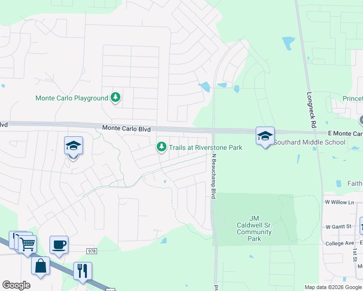 map of restaurants, bars, coffee shops, grocery stores, and more near 1400 Chrome Street in Princeton