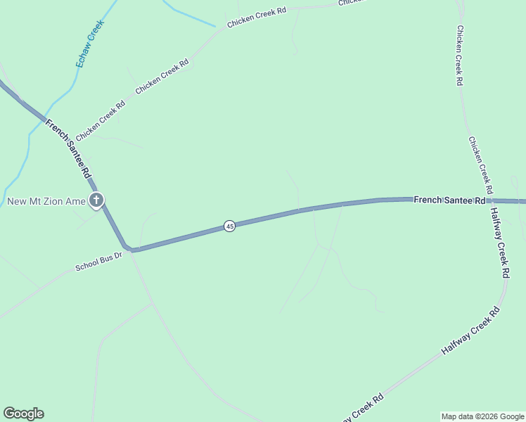 map of restaurants, bars, coffee shops, grocery stores, and more near 3034 French Santee Road in Jamestown