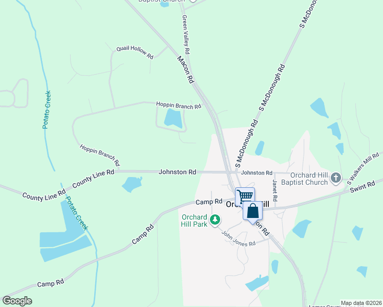 map of restaurants, bars, coffee shops, grocery stores, and more near 1235 County Line Road in Griffin