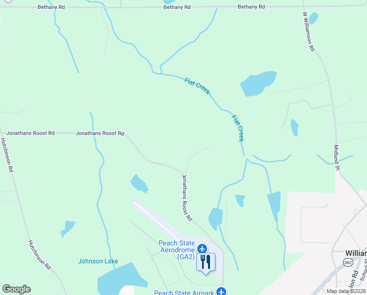 map of restaurants, bars, coffee shops, grocery stores, and more near 1052 Jonathans Roost Road in Williamson
