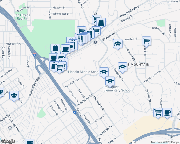 map of restaurants, bars, coffee shops, grocery stores, and more near 1394 Blue Port Way in Oceanside