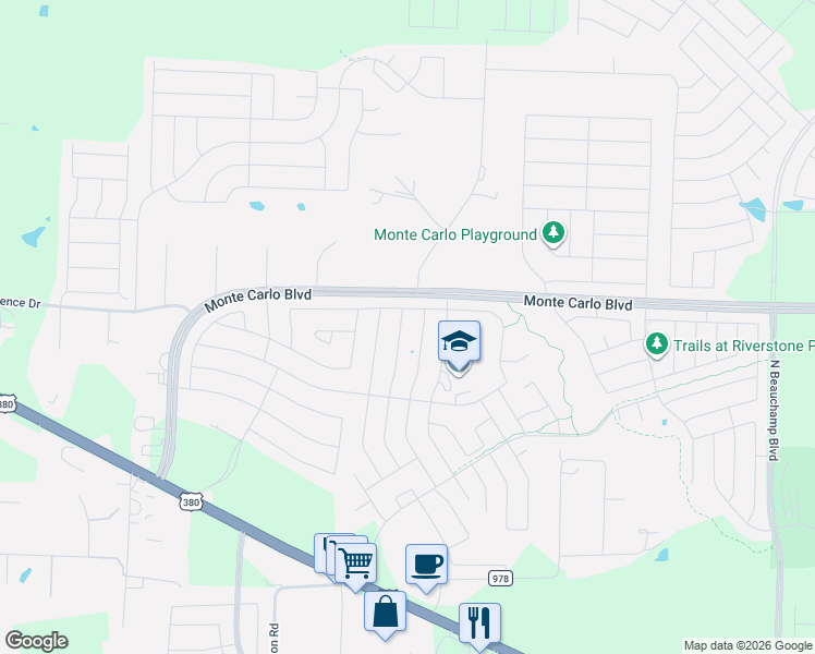 map of restaurants, bars, coffee shops, grocery stores, and more near 2134 Shady Glen Trail in Princeton