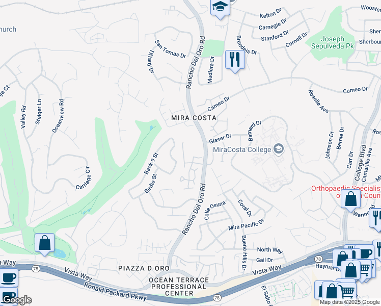 map of restaurants, bars, coffee shops, grocery stores, and more near 3372 Corsica Way in Oceanside