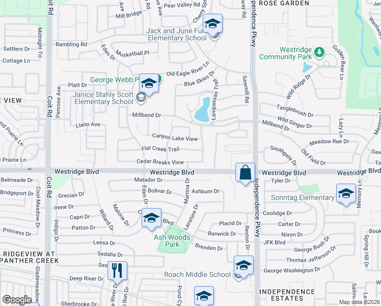 map of restaurants, bars, coffee shops, grocery stores, and more near 10221 Flat Creek Trail in McKinney