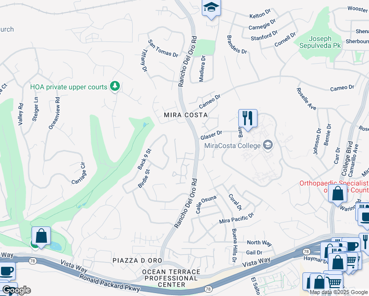 map of restaurants, bars, coffee shops, grocery stores, and more near 3376 Corsica Way in Oceanside