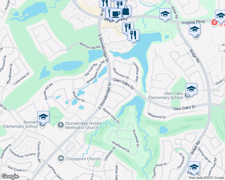 map of restaurants, bars, coffee shops, grocery stores, and more near 6912 Boulder Lake Road in McKinney