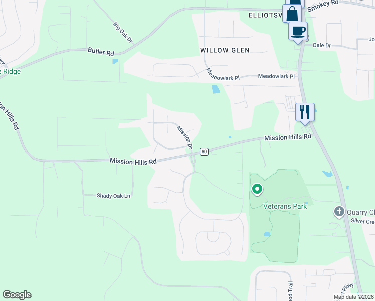 map of restaurants, bars, coffee shops, grocery stores, and more near 101 Old Spanish Trail in Alabaster