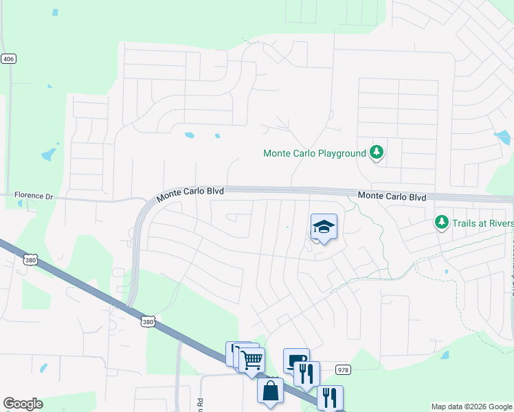 map of restaurants, bars, coffee shops, grocery stores, and more near 1405 Savannah Ridge Drive in Princeton