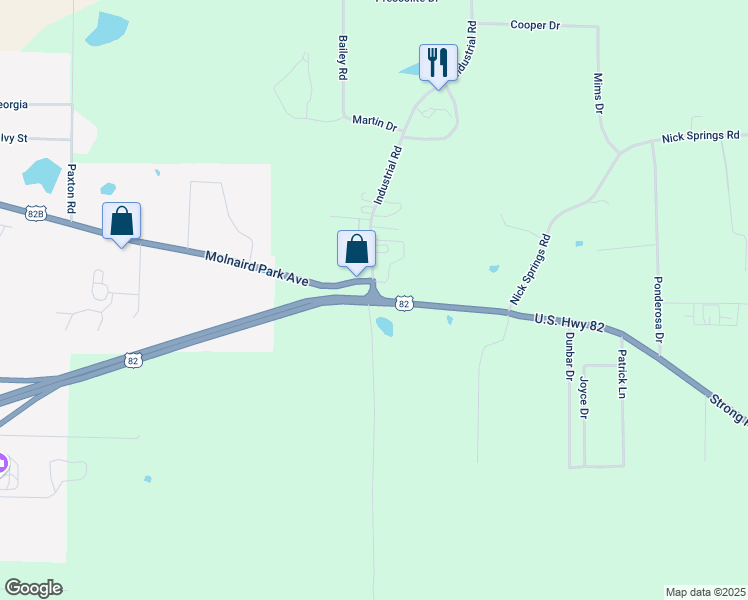 map of restaurants, bars, coffee shops, grocery stores, and more near 402 U.S. 82 in El Dorado