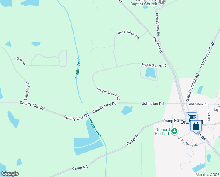 map of restaurants, bars, coffee shops, grocery stores, and more near 309 Hoppin Branch Road in Griffin