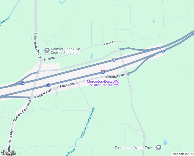 map of restaurants, bars, coffee shops, grocery stores, and more near 1 Mercedes Drive in Vance