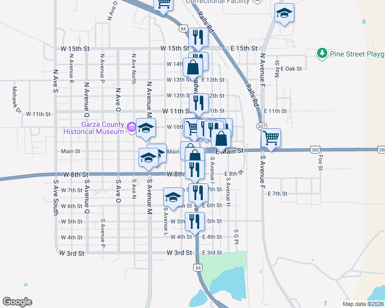 map of restaurants, bars, coffee shops, grocery stores, and more near 198 West Main Street in Post