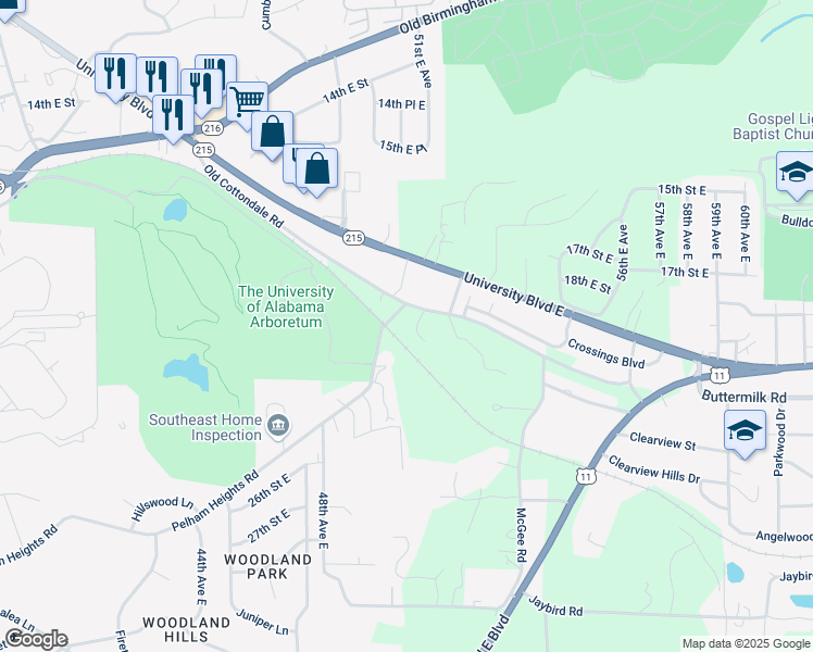 map of restaurants, bars, coffee shops, grocery stores, and more near 1909-1929 50th Ct E in Tuscaloosa