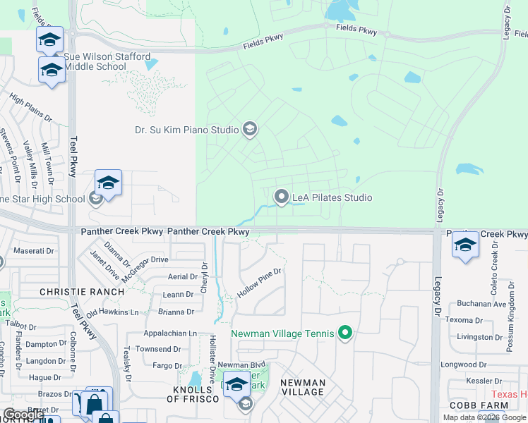 map of restaurants, bars, coffee shops, grocery stores, and more near 3818 Attu Drive in Frisco
