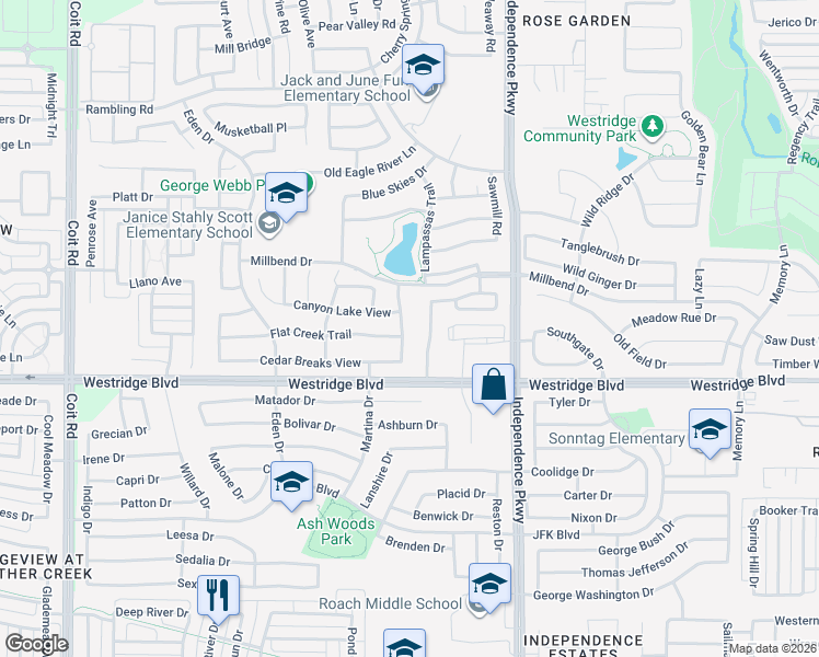 map of restaurants, bars, coffee shops, grocery stores, and more near 1421 Enchanted Rock Trail in McKinney