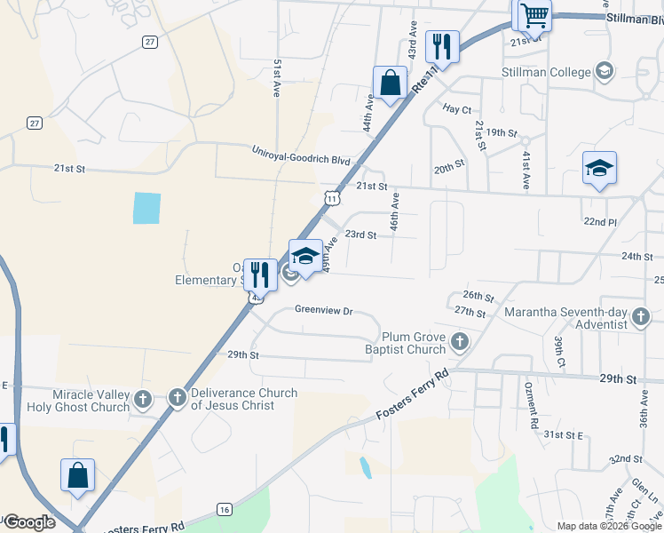map of restaurants, bars, coffee shops, grocery stores, and more near 4818 25th Street in Tuscaloosa