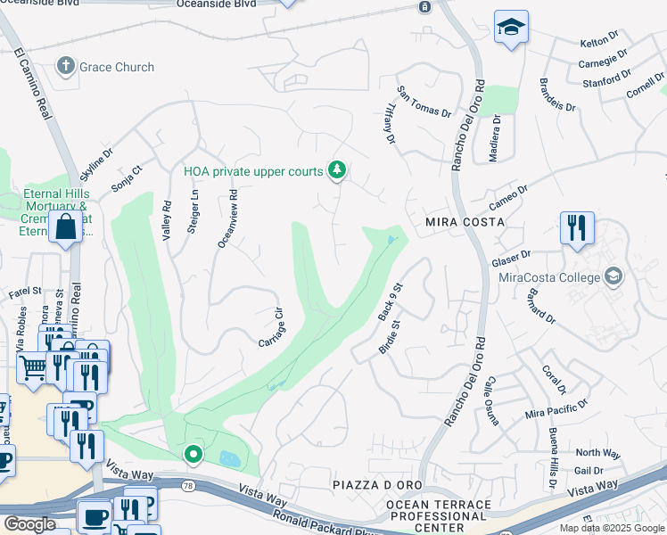 map of restaurants, bars, coffee shops, grocery stores, and more near 2161 Calle Buena Ventura in Oceanside