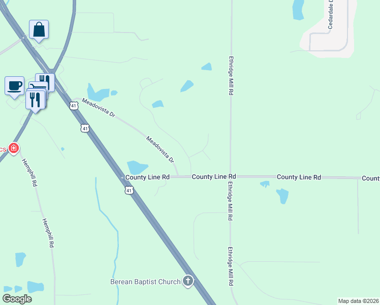 map of restaurants, bars, coffee shops, grocery stores, and more near 1200 White Oak Way in Griffin