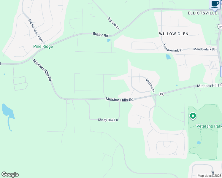 map of restaurants, bars, coffee shops, grocery stores, and more near 104 Foliage View Road in Alabaster