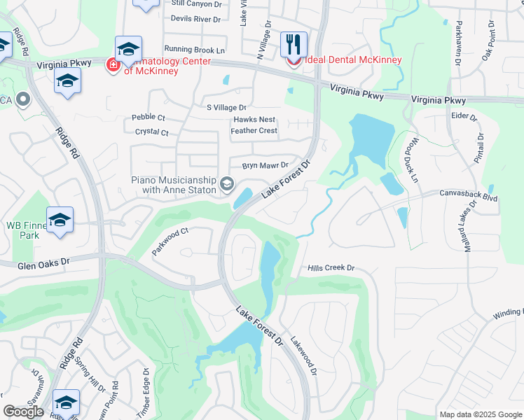 map of restaurants, bars, coffee shops, grocery stores, and more near 512 Broad Leaf Lane in McKinney